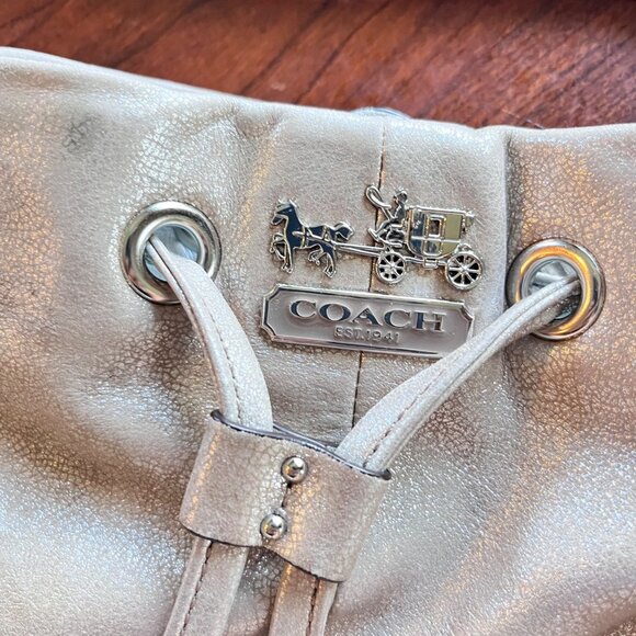 Coach Madison Marielle Drawstring‎ Shoulder Bag - Metallic Leather - Picture 2 of 14
